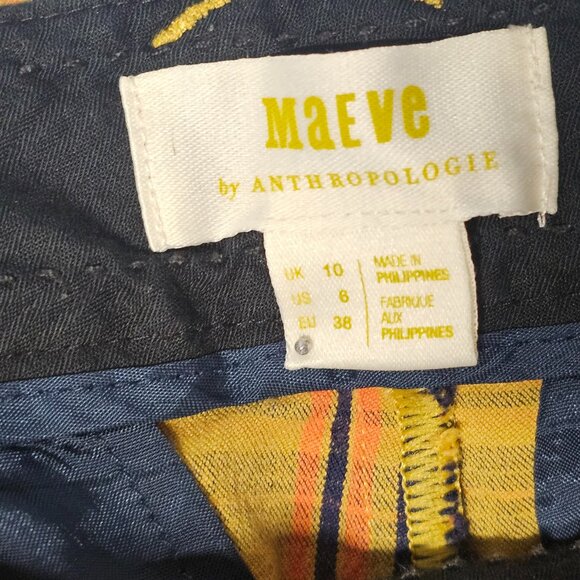 Anthropologie Maeve The Essential Slim Kick Flare Plaid Pants Women Size 6 - Picture 4 of 12